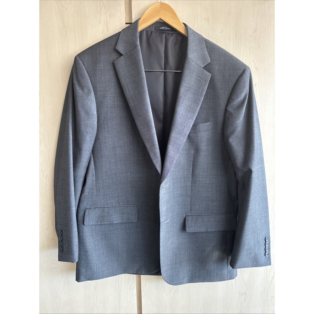 Kenneth Cole Awearness Blazer Sport Coat Jacket Mens 42S Gray Slim Fit Stretch